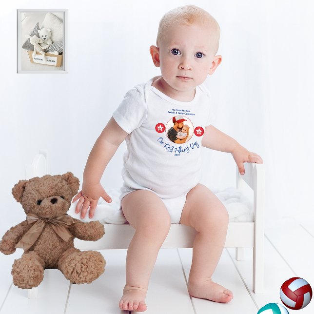 Funny Cute Photo Newborn New dad First Fathers Day Baby Bodysuit (Creator Uploaded)