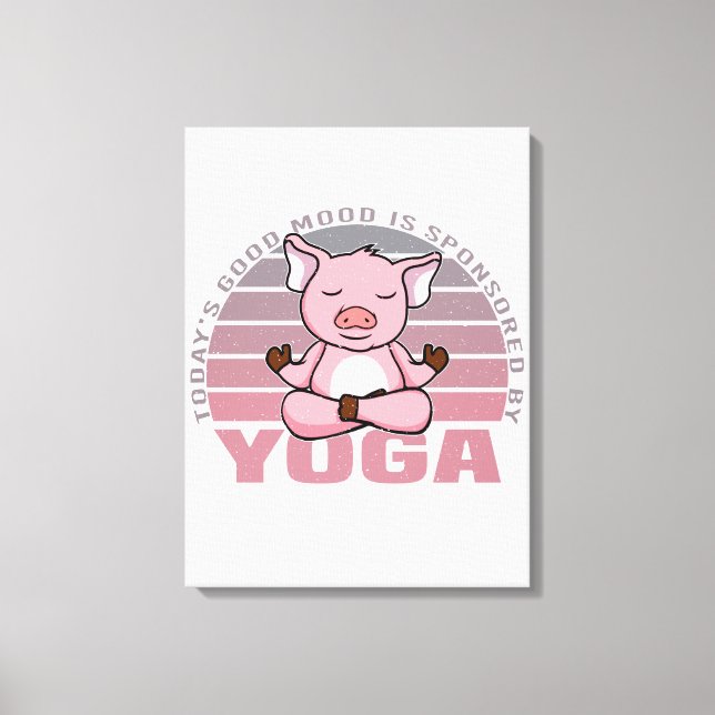 Funny cute pig doing yoga. funny yoga poses canvas print (Front)