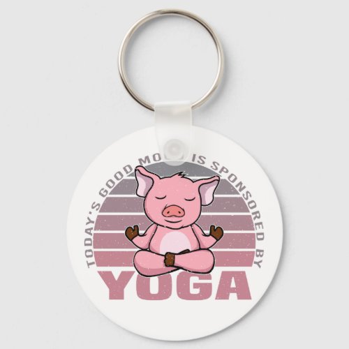 Funny cute pig doing yoga funny yoga poses keychain