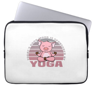 Funny cute pig doing yoga. funny yoga poses laptop sleeve