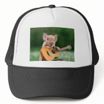 Funny Cute Pig Playing Guitar Trucker Hat