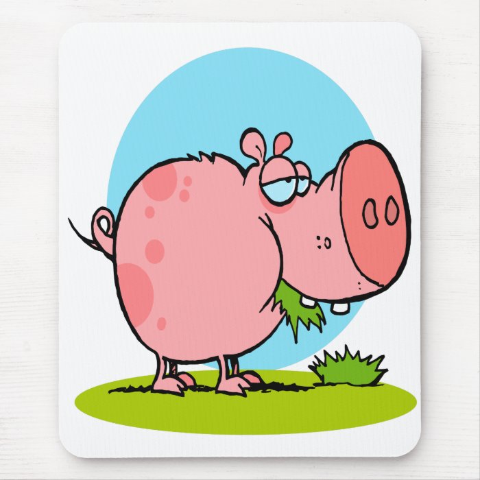 funny cute piggy pig eating grass cartoon mouse pads