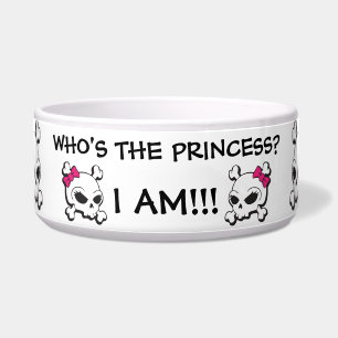 Funny Cute Pink Black Bow Crossbones Skull Pattern Bowl