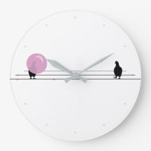Funny Cute Pink Bubble Gum Birds On a Wire White