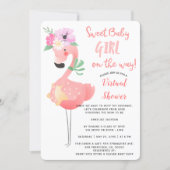Funny cute pink flamingo baby shower virtual party invitation (Front)