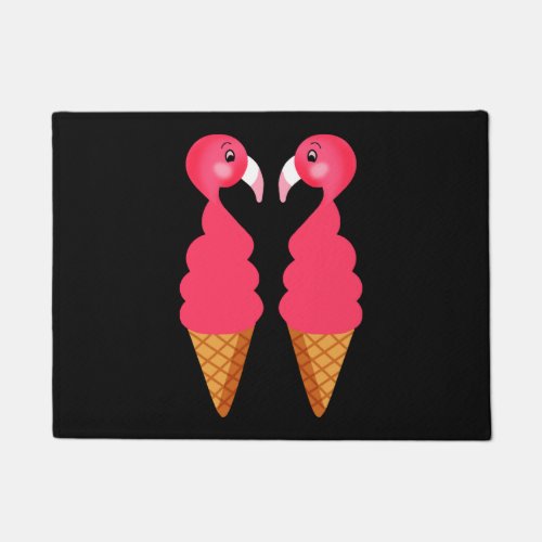 Funny cute pink flamingos Gelato ice cream cones Doormat