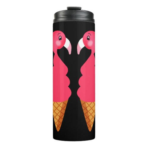 Funny cute pink flamingos Gelato ice cream cones Thermal Tumbler