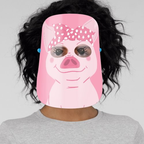 Funny Cute Pink Pig Cartoon Face Safety Face Shield