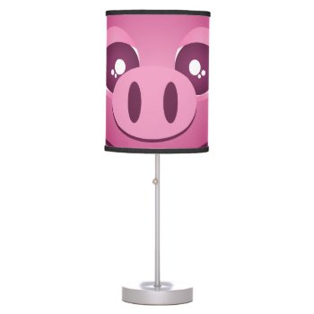 Funny Cute Pink Pig Close Up Table Lamp by nyxxie at Zazzle