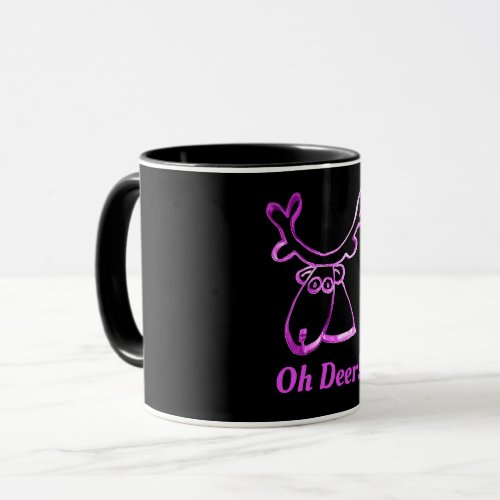 Funny Cute Pink Reindeer Oh Deer or Your Text Mug