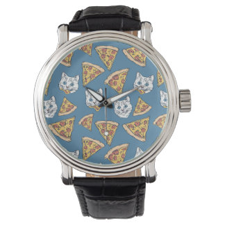 Funny Cute Pizza Cat Pattern Watch