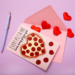 Funny Cute Pizza Heart Valentine&#39;s Day Greeting Holiday Card