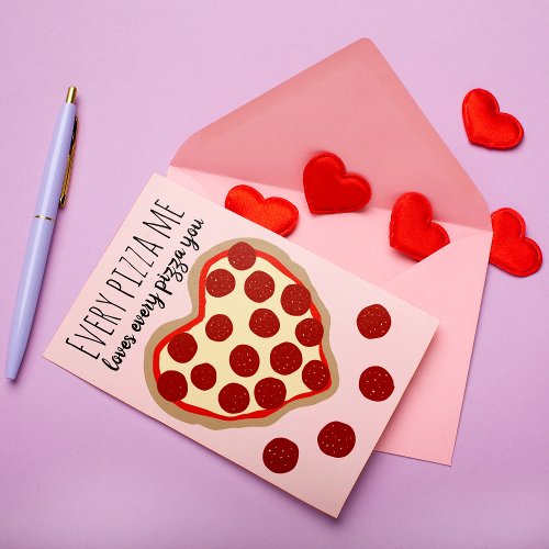 Funny Cute Pizza Heart Valentines Day Greeting Holiday Card