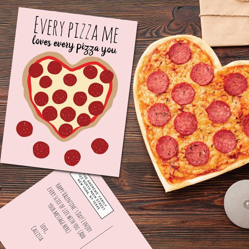 Funny Cute Pizza Heart Valentines Day Greeting Holiday Postcard