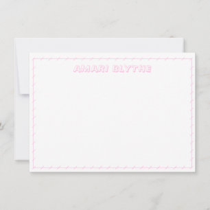 Funny Cute Playful Girly Blush Pink Border Note Card