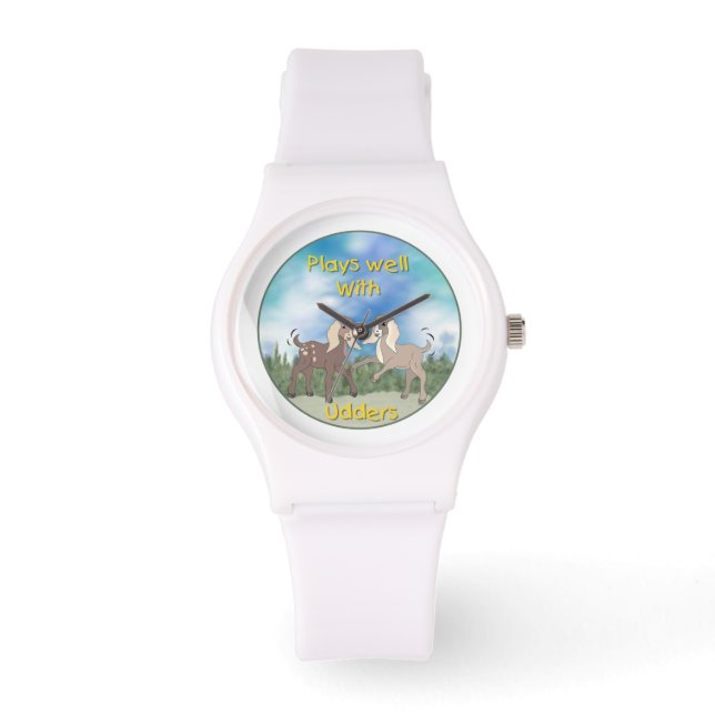 Funny Cute Playing Goats Watch (Front)