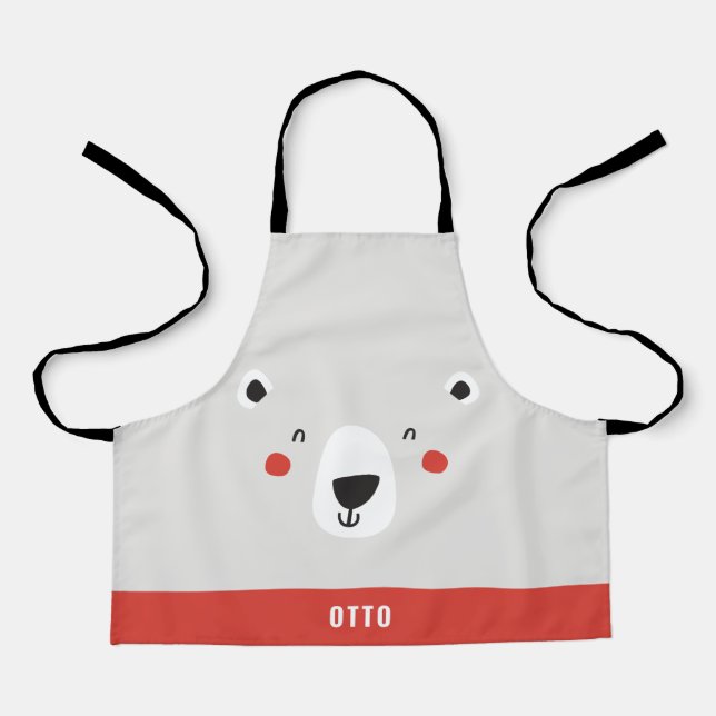 Funny cute polar bear personalized children's apron (Front)