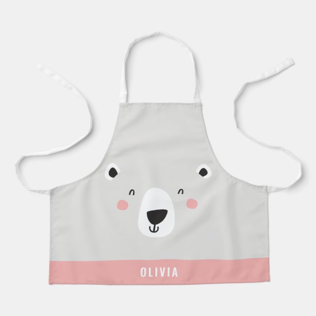 Funny cute polar bear personalized children's apron (Front)