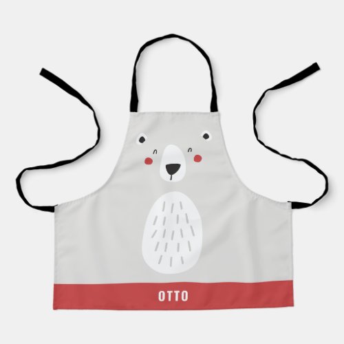 Funny cute polar bear personalized childrens apron