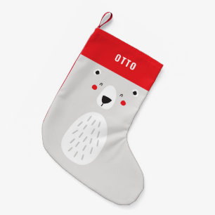 Funny cute polar bear personalized children's small christmas stocking