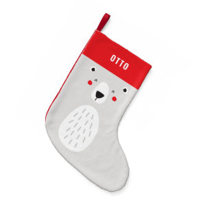 Funny cute polar bear personalized children's small christmas stocking
