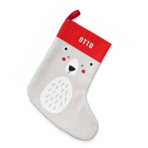 Funny cute polar bear personalized children's small christmas stocking