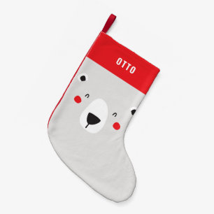 Funny cute polar bear personalized children's small christmas stocking