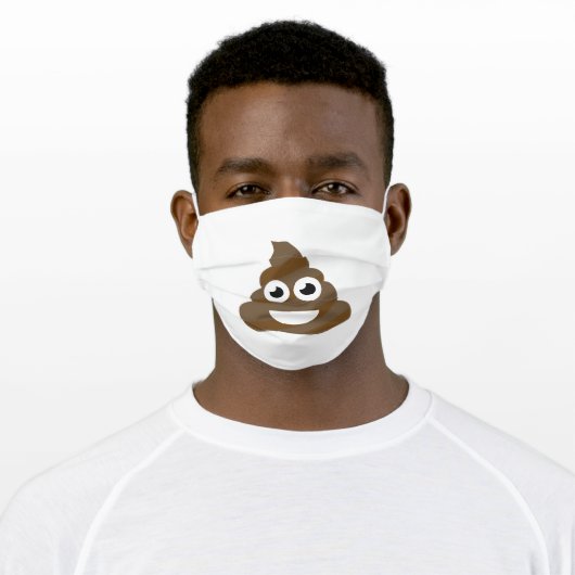Funny Cute Poop Emoji Adult Cloth Face Mask (Worn)