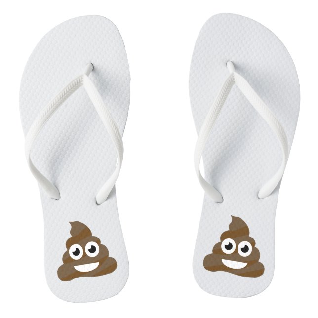 Funny Cute Poop Emoji Flip Flops (Footbed)