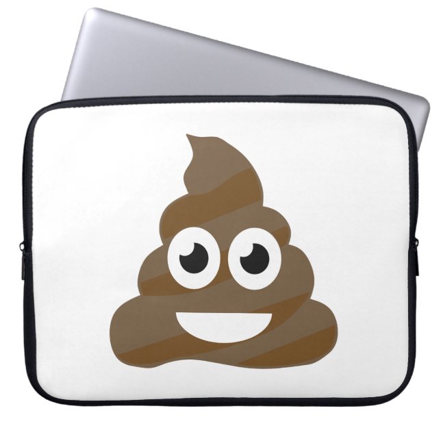 Funny Cute Poop Emoji Laptop Sleeve (Front)