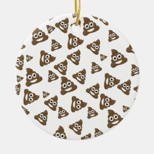 Funny Cute Poop Emoji Pattern Ceramic Ornament