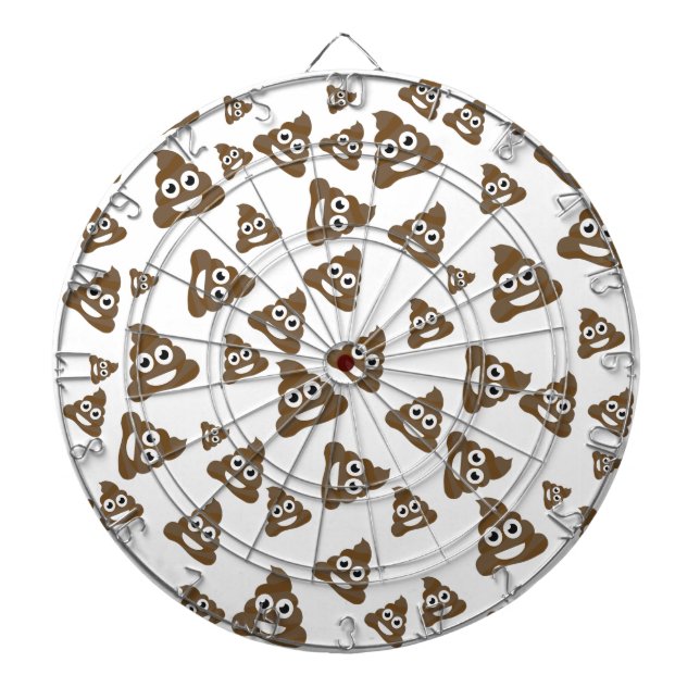 Funny Cute Poop Emoji Pattern Dartboard With Darts (Front)