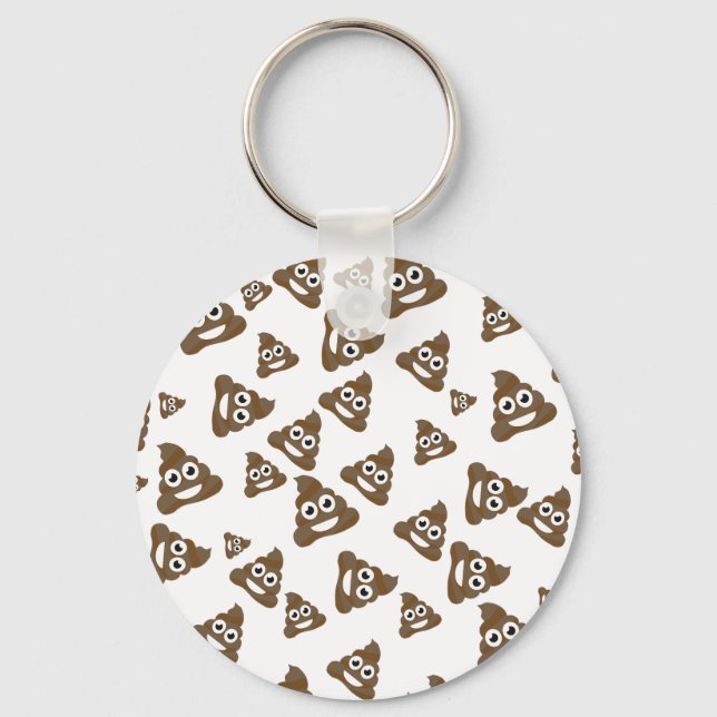 Funny Cute Poop Emoji Pattern Keychain (Front)