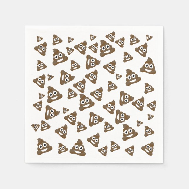 Funny Cute Poop Emoji Pattern Paper Napkins (Front)