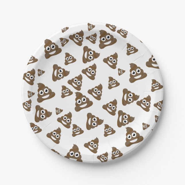 Funny Cute Poop Emoji Pattern Paper Plates (Front)