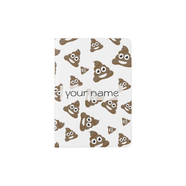 Funny Cute Poop Emoji Pattern Passport Holder (Front)