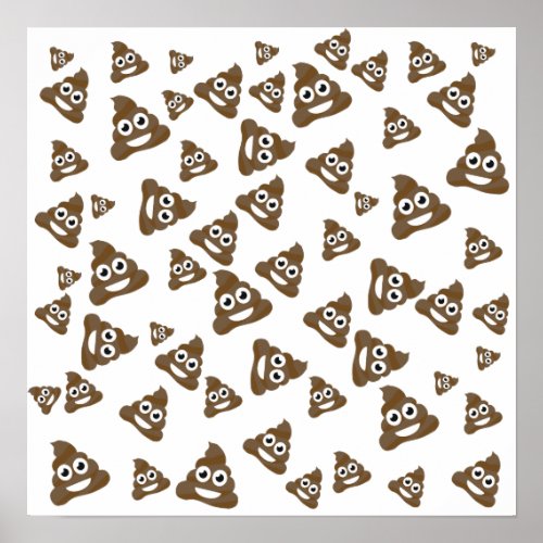 Funny Cute Poop Emoji Pattern Poster