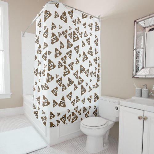 Funny Cute Poop Emoji Pattern Shower Curtain