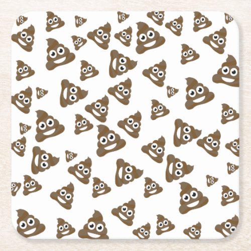 Funny Cute Poop Emoji Pattern Square Paper Coaster