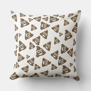Funny Cute Poop Emoji Pattern Throw Pillow