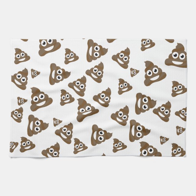Funny Cute Poop Emoji Pattern Towel (Horizontal)