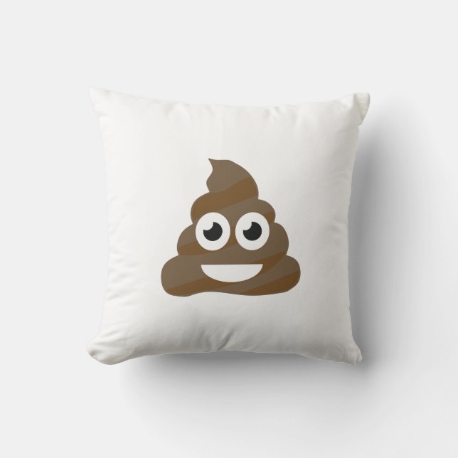 Funny Cute Poop Emoji Throw Pillow (Front)