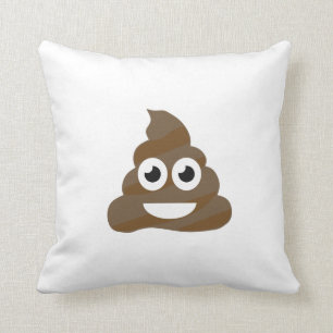 Funny Cute Poop Emoji Throw Pillow