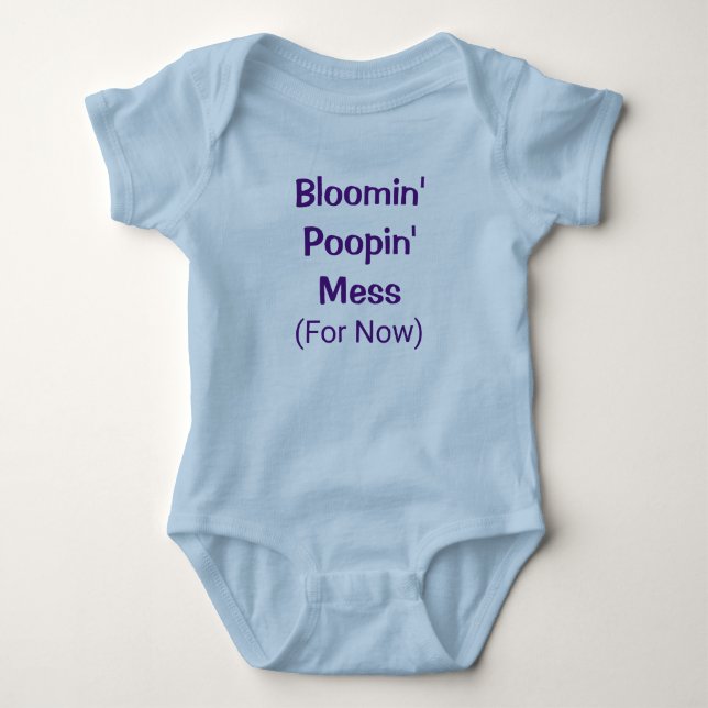 Funny Cute Poopin Mess Poop Humor Baby Boy Romper (Front)