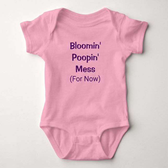 Funny Cute Poopin Mess Poop Humor Baby Girl Romper (Front)