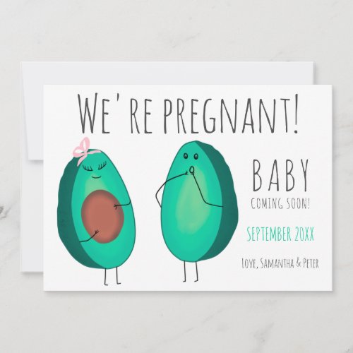 Funny cute pregnant avocado couples baby pregnancy announcement