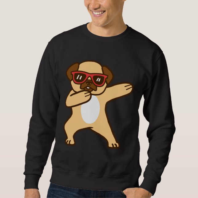 Funny Cute Pug Dog Dabbing Apparel Essential T-Shi Sweatshirt (Front)
