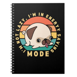 Funny Cute Pug Dog Lazy Quote Retro Sunset Notebook