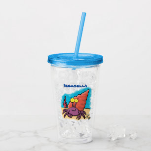 Funny cute purple cartoon hermit crab acrylic tumbler