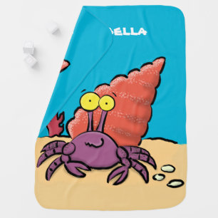 Funny cute purple cartoon hermit crab baby blanket
